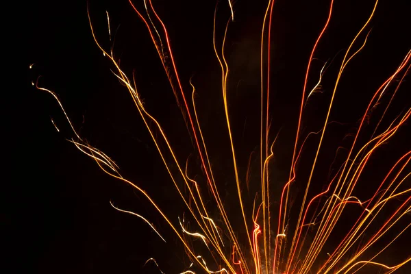 Abstract Holiday Background Bright Firework Burst Black Sky — Stock Photo, Image