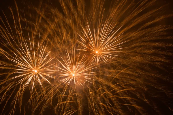 Abstract Holiday Background Orange Fireworks Night Sky — Stock Photo, Image