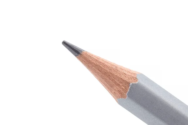 Zbliżenie Końcówki Prostego Drewnianego Ołówka Izolowanego Białym Tle — Zdjęcie stockowe