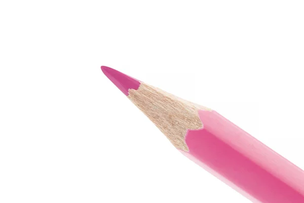 粉红木制铅笔尖的密闭 在白色背景上隔离 — 图库照片