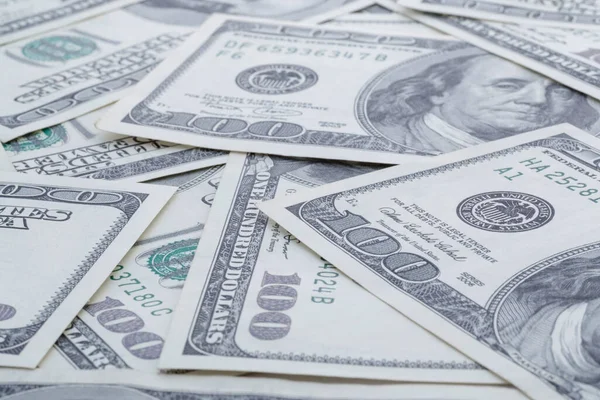 Primer Plano Montón Billetes Cien Dólares Estados Unidos — Foto de Stock
