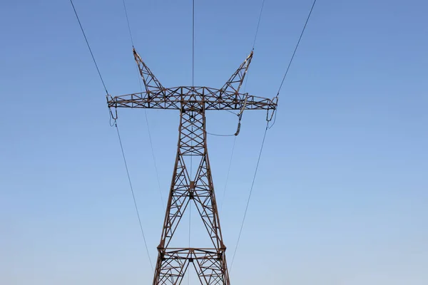 View Electricity Pylon Blue Sky Ukraine — Stock Photo, Image