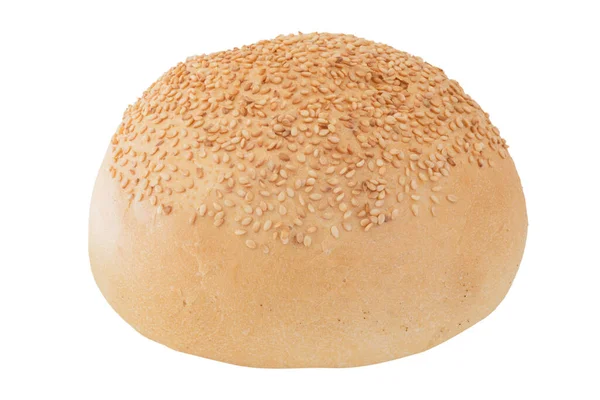 Broodje Met Sesamzaadjes Geïsoleerd Witte Achtergrond — Stockfoto