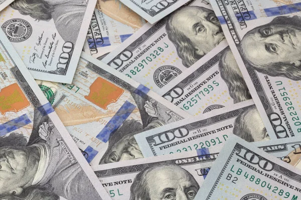 Heap One Hundred United States Dollars Banknotes — Stockfoto