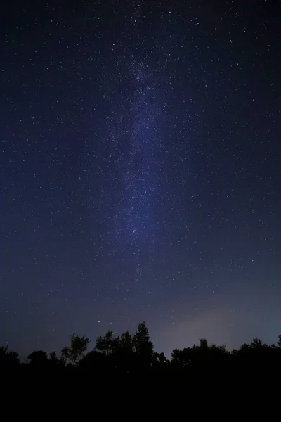 Syn Vintergatan Galax Natthimlen Ovanför Skogen — Stockfoto