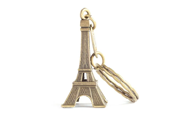 Eiffeltårn Nøkkelring Isolert Hvit Bakgrunn – stockfoto
