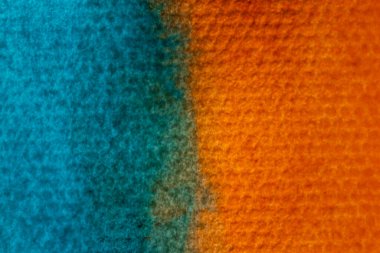 soyut sanatsal arkaplan: mavi ve turuncu boyalarla boyanmış suluboya kağıtlarının kapatılması