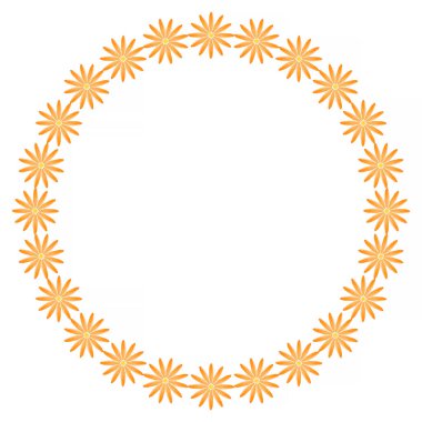 turuncu çiçeklerden yapılmış yuvarlak çerçeve beyaz arkaplan