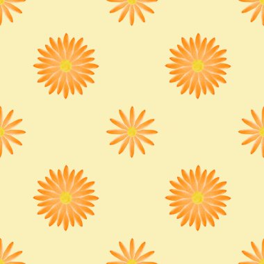 Soyut, pürüzsüz desen: sarı arkaplan üzerinde turuncu çiçekler