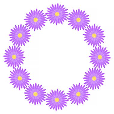 Beyaz arkaplan üzerinde sarı çiçekler bulunan menekşeden yapılmış soyut yuvarlak kenar