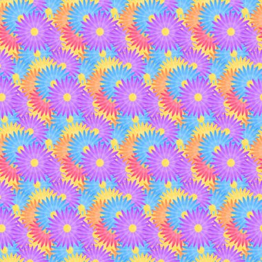 Soyut, pürüzsüz yaz şablonu: bir sürü renkli çiçek arkaplanı