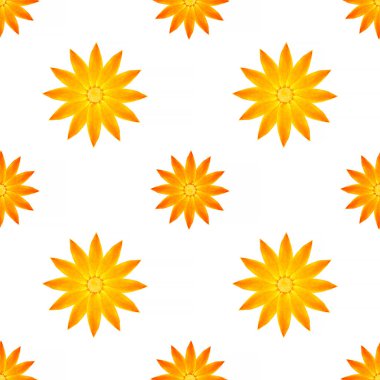 Soyut, pürüzsüz yaz şablonu: beyaz arka planda küçük ve büyük turuncu çiçekler