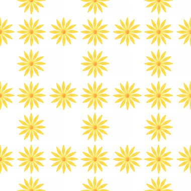 Soyut ve pürüzsüz desen: Beyaz arkaplan karşısında sarı çiçekler