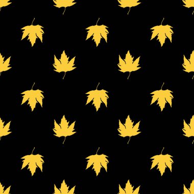 soyut dipsiz sonbahar deseni: sarı yapraklar siyah arkaplanda