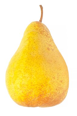 Beyaz arka planda izole edilmiş olgun sarı armudu kapat