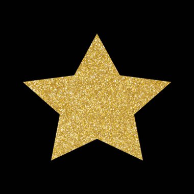 Kumaştan yapılmış altın yıldız siyah kare arka planda