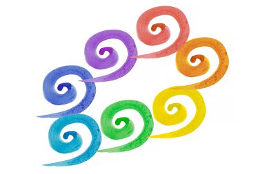 beyaz arkaplan karşısında gökkuşağı rengi suluboya eğrileri grubu