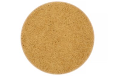 Tasarım için soyut şekil: beyaz arkaplana karşı yuvarlak kahverengi sıkıştırılmış tahtayı kapat