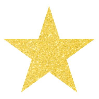 altın rengi parıltı beyaz arkaplanda izole beş ışın yıldızı