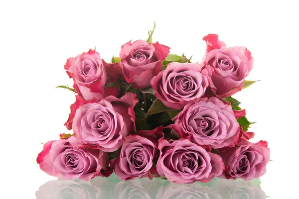 Μπουκέτο Ροζ Τριαντάφυλλα Απομονώνονται Λευκό Φόντο — Φωτογραφία Αρχείου