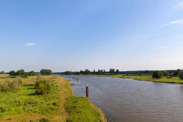 Landscape River Ijssel Holland Taken Red Bridge — Zdjęcie stockowe