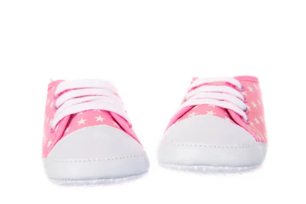 Sapatos Bebê Feminino Isolado Sobre Fundo Branco — Fotografia de Stock