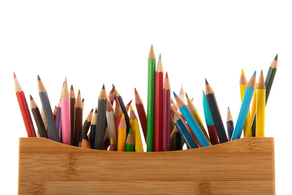 Kolor Ołówki Drewnianym Polu Izolowane Białym Tle — Zdjęcie stockowe