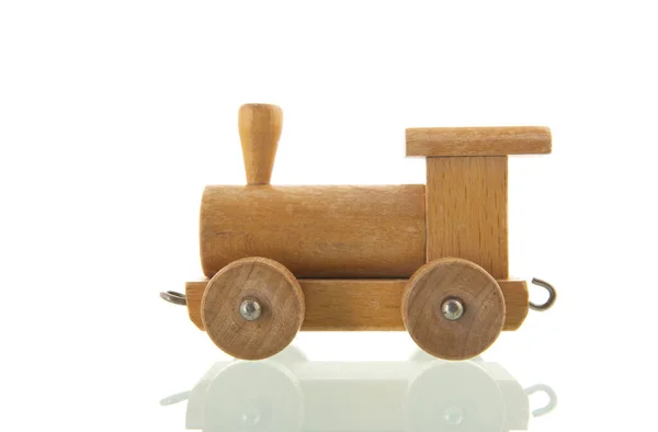 Drewniane Zabawki Pociągu Białym Tle Nad Białym — Zdjęcie stockowe
