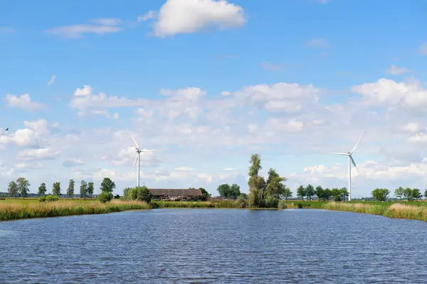Krajinné Záplavové Pláně Řeka Ithe Holandsku Stock Obrázky