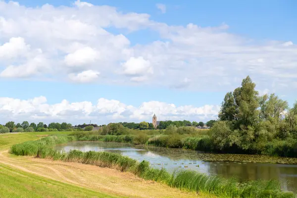 stock image Landscape river the IJssel in Holland at village Zalk