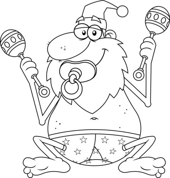 Kreslené Ilustrace Santa Clause Bradavkami Marakami Mexické Třepačky — Stockový vektor