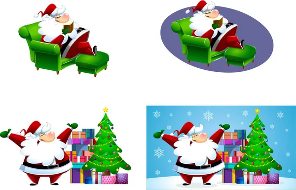Santa Claus Cartoon Character Flat Design Collection Set — Stock Vector