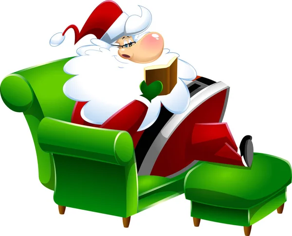 Santa Claus Cartoon Charakter Liest Eine Heilige Bibel — Stockvektor