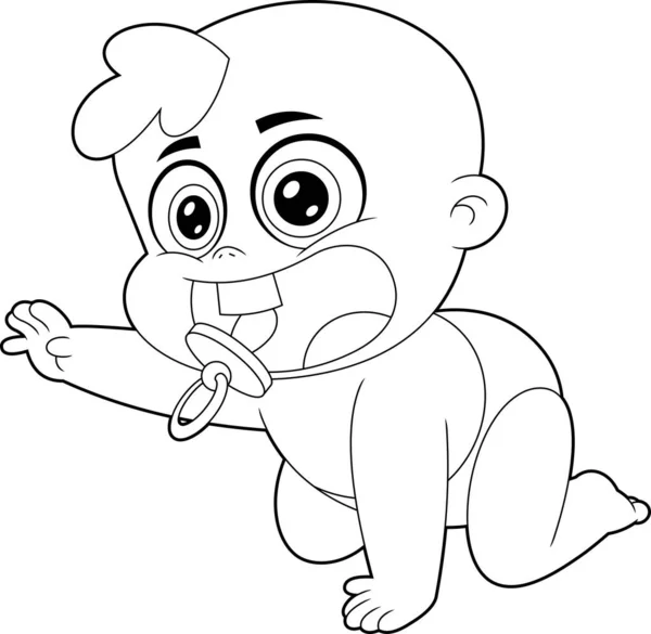 Delineado Lindo Bebé Niña Dibujos Animados Carácter Llorando Ilustración Dibujada — Archivo Imágenes Vectoriales