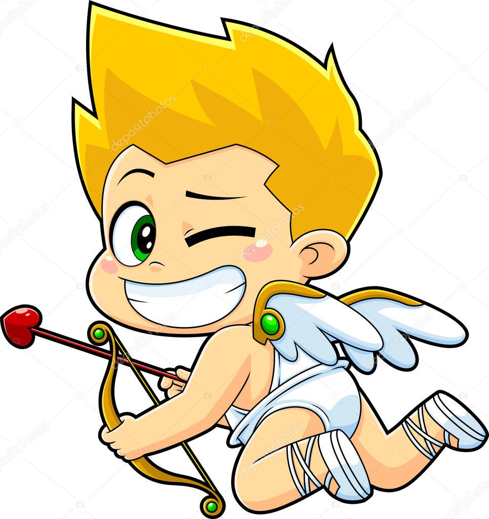 Chibi Cupido Bebé Personaje Dibujos Animados Con Arco Flecha Guiño Vector  de stock por ©HitToon 632241194, image size:965x1024
