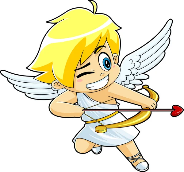 Cute Cupid Baby Cartoon Character Flying His Bow Arrow Love — Archivo Imágenes Vectoriales
