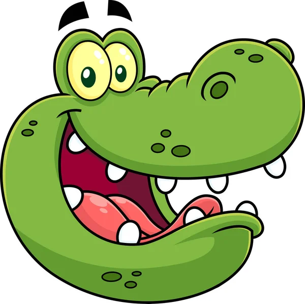 Happy Crocodile Face Cartoon Character Vector Hand Drawn Illustration Isolated — Stock Vector