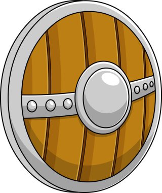 Korunmak için İskandinav savaşçı kalkanının çizimi  