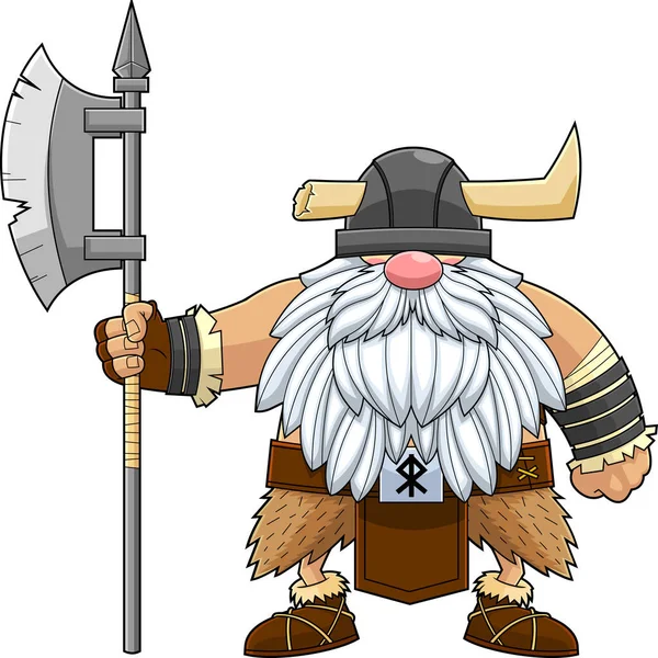 Gnome Viking Guerreiro Com Barba Cinto Com Runa —  Vetores de Stock