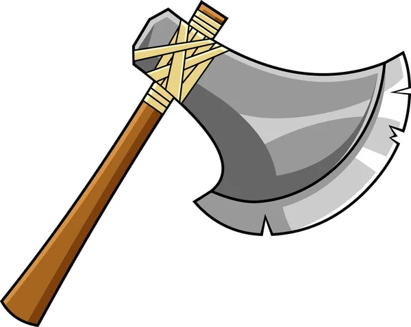 斯堪的纳维亚武士刀刃武器的卡通画 斧头在白色上隔离 — 图库矢量图片