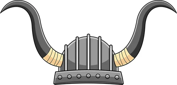 Ilustración Vectorial Casco Vikingo Con Cuernos — Vector de stock
