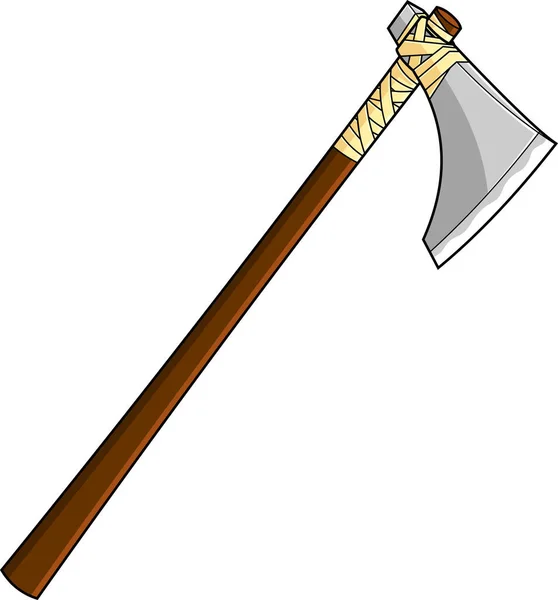 Cartoon Illustration Scandinavian Warrior Blade Weapon Axe Isolated White — Stock Vector