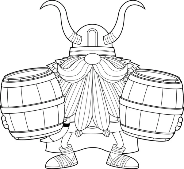 Σκανδιναβική Viking Μπύρα Εικονογράφηση Κινουμένων Σχεδίων Λευκό Φόντο — Διανυσματικό Αρχείο