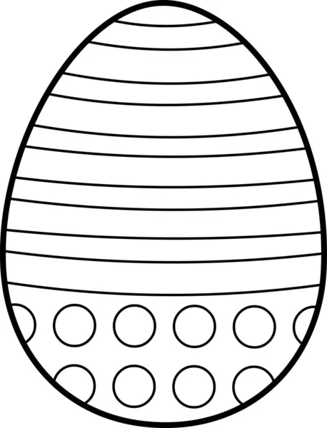 Black White Easter Egg Isolated White — Stock Vector