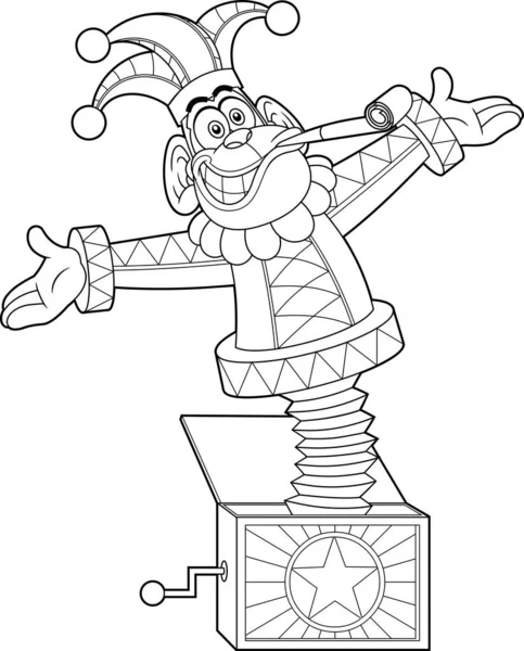 Engraçado Engraçado Jolly Jester Monkey Toy Caráter Dos Desenhos Animados — Vetor de Stock