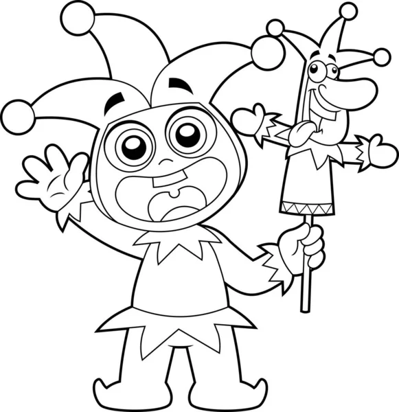 Kostümlü Mutlu Çocuk Çizgi Filmi Karakteri Neşeli Soytarı Oyuncağı Vektör — Stok Vektör