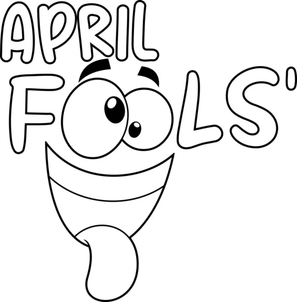 Obrys April Fools Day Funny Cartoon Text Sign Vektorový Ručně — Stockový vektor