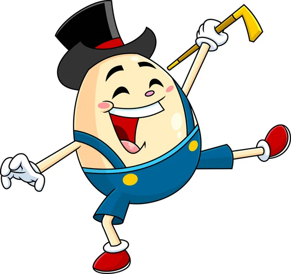 Happy Humpty Dumpty Egg Cartoon Character Walking Vector Hand Drawn — Stock Vector
