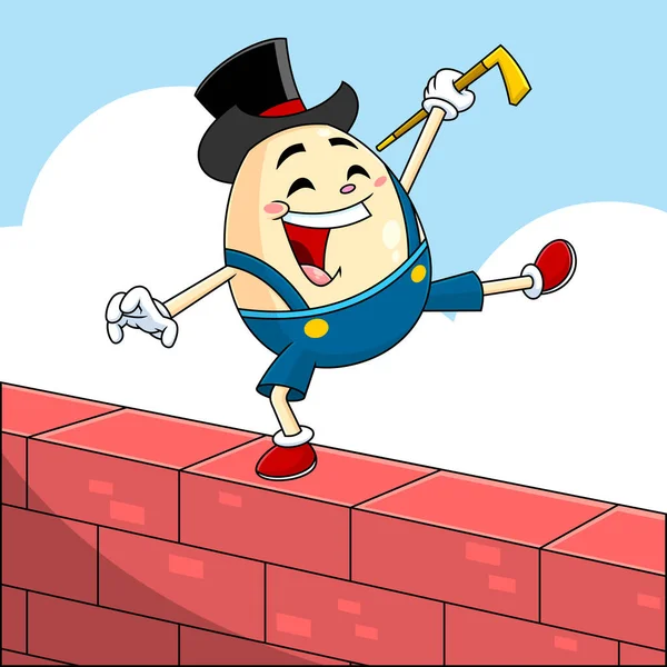 Egg Cartoon Charakter Walk Wall Vector Hand Gezeichnete Illustration Mit — Stockvektor