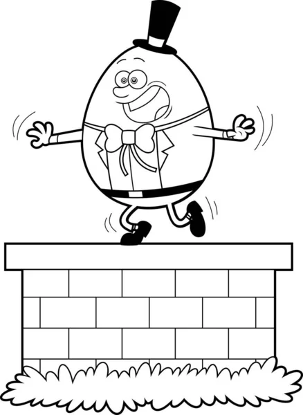 概要卵漫画のキャラクターが壁から落下します 透明感のある背景に独立したベクトル手描きイラスト — ストックベクタ